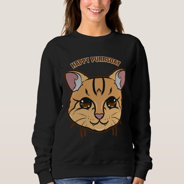 Happy Purrsday Cat On Purrsday T Shirt (Framsida)