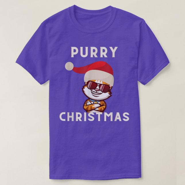 Happy Purry Cool Cat Merry Christmas Cat Lover Uni T Shirt (Design framsida)