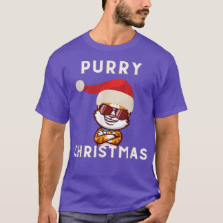 Happy Purry Cool Cat Merry Christmas Cat Lover Uni T Shirt