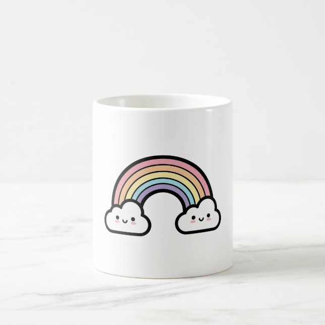 Happy Rainbow – Cute Kawaii Illustration Kaffemugg (Center)
