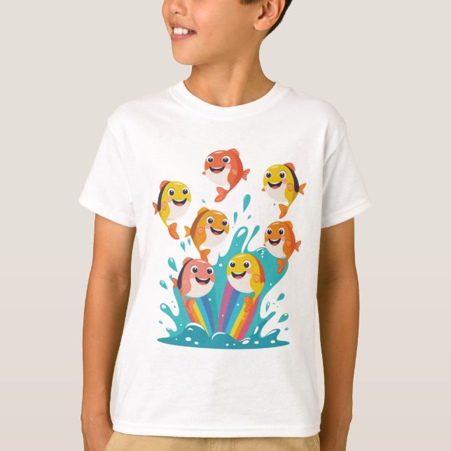 Happy Rainbow Fish Kids Tee (Framsida)