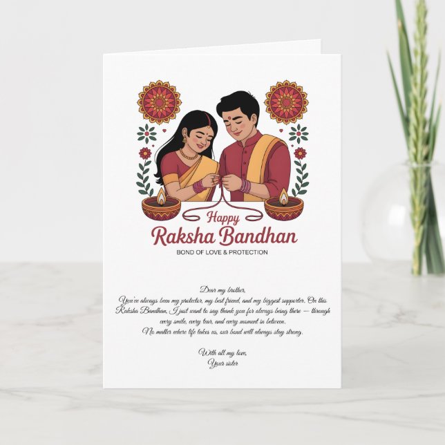 Happy Raksha Bandhan Folded Greeting Card Kort (Framsida)