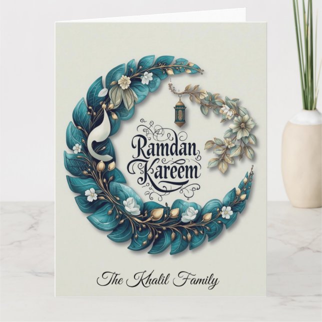 Happy Ramadan Mubarak | Ramadan Kareem Blue Muslim Kort (Framsida)
