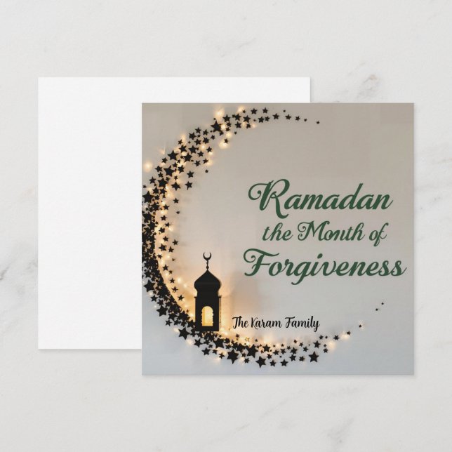 Happy Ramadan Mubarak Ramadan Kareem Muslim Card Julkort (Fram/baksida)