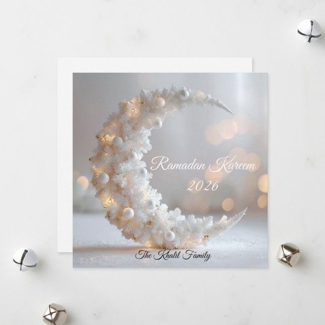 Happy Ramadan Mubarak Ramadan Kareem White Muslim Julkort (Fram/Back In Situ)