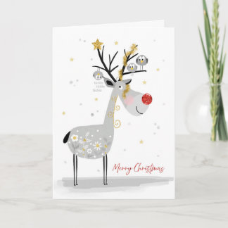 Happy Reindeer with Birdy Buddies Christmas Card Helgkort