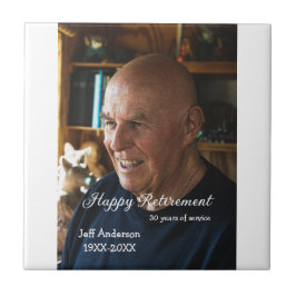 Happy retirement add name photo years of service r kakelplatta