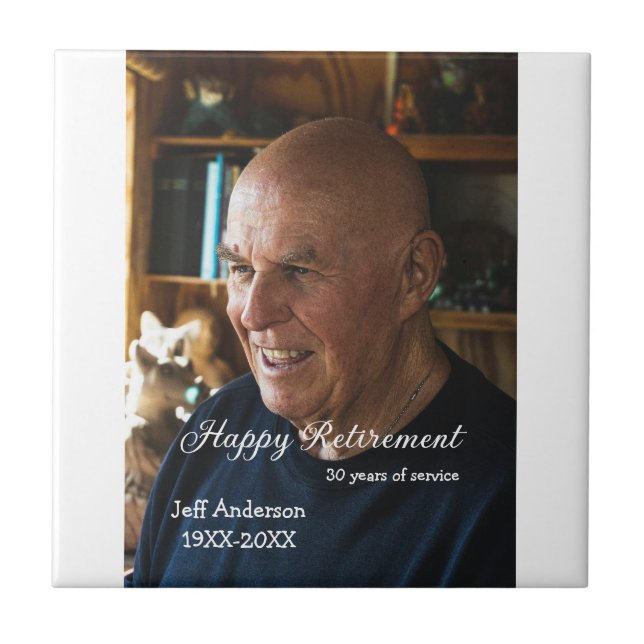 Happy retirement add name photo years of service r kakelplatta (Framsidan)