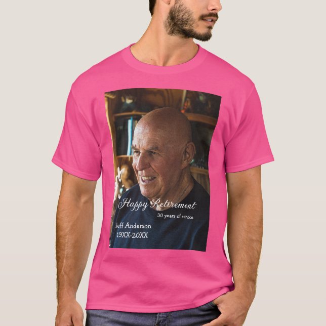 Happy retirement add name photo years of service r t shirt (Framsida)