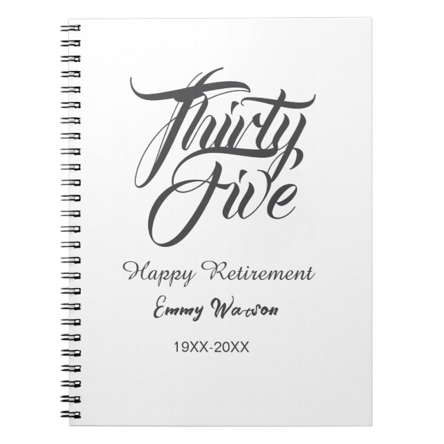 Happy retirement bold letter name year elegant sim anteckningsbok (Framsidan)