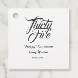 Happy retirement bold letter name year elegant sim gåvor etiketter