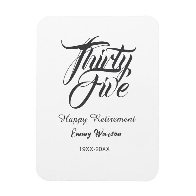 Happy retirement bold letter name year elegant sim magnet (Vertikal)