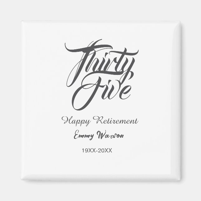 Happy retirement bold letter name year elegant sim magnet (Framsidan)