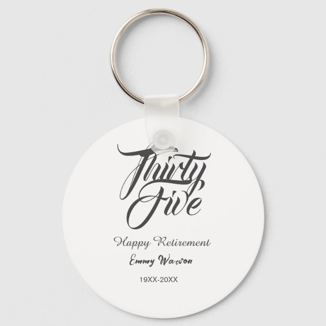 Happy retirement bold letter name year elegant sim nyckelring (Framsida)