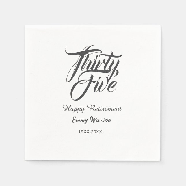 Happy retirement bold letter name year elegant sim pappersservett (Framsidan)