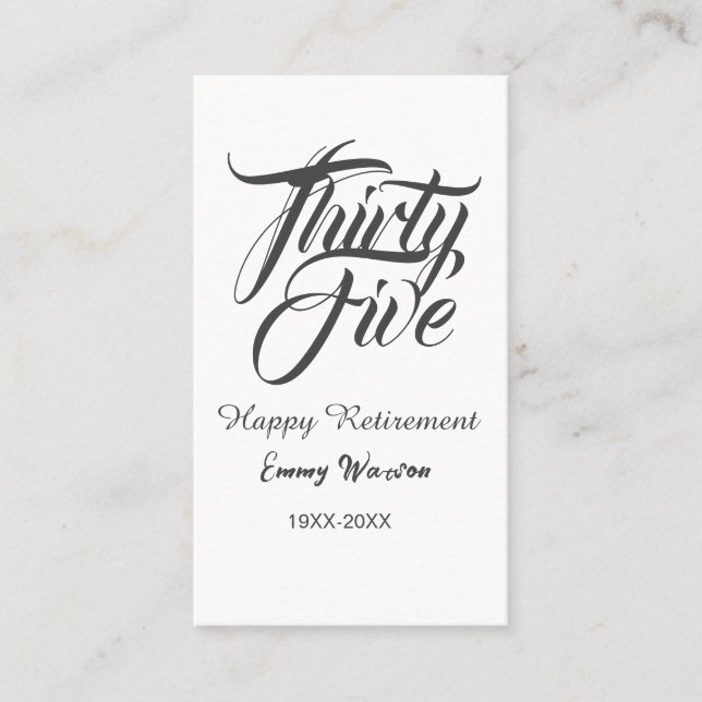 Happy retirement bold letter name year elegant sim visitkort (Framsida)