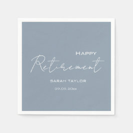 Happy Retirement Modern Dusty Blue Personalized Pappersservett