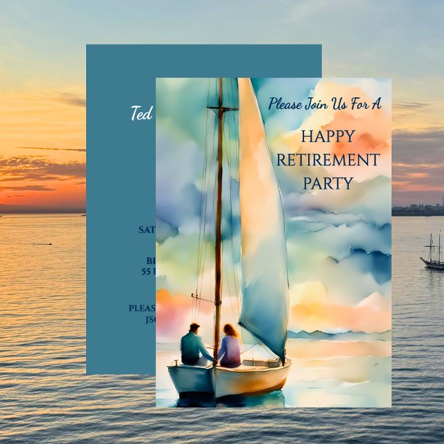 Happy Retirement Party Sailing Theme Inbjudningar (Happy Retirement Party Sailing Theme Invitation)