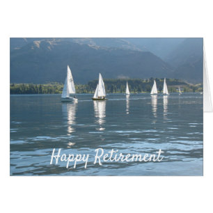 Happy Retirement sailboats on a lake Hälsningskort