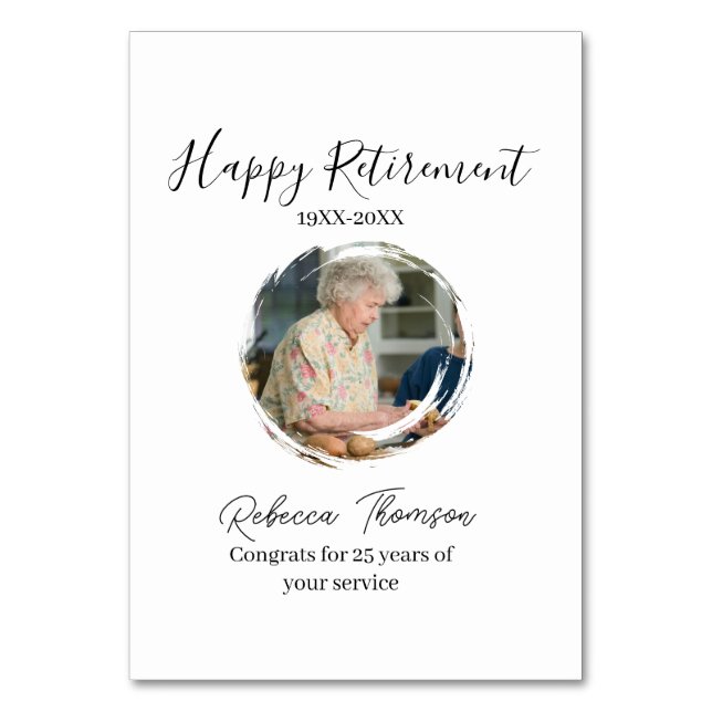 Happy retirement year name circle photo retired bordsnummer (Framsidan)