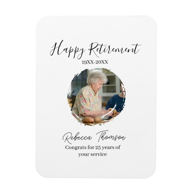 Happy retirement year name circle photo retired magnet (Vertikal)