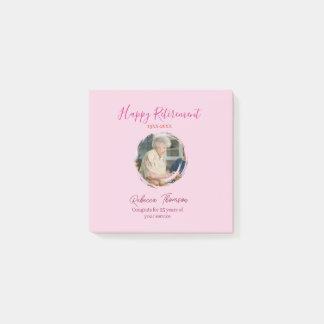 Happy retirement year name circle photo retired post-it block