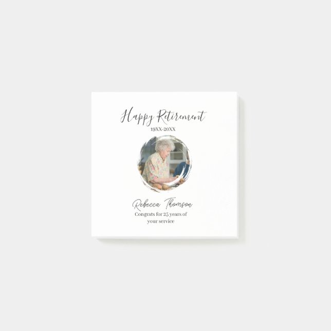 Happy retirement year name circle photo retired post-it block (Framsida)