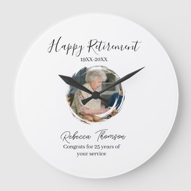 Happy retirement year name circle photo retired stor klocka (Framsida)