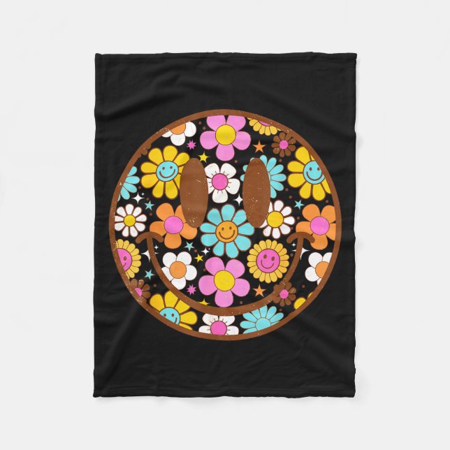 Happy Retro Daisy Smile Face Preppy Aesthetic Men  Fleecefilt (Framsidan)