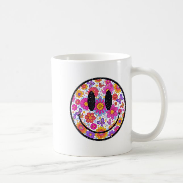 Happy Retro Daisy Smile Face Preppy Aesthetic Men  Kaffemugg (Höger)