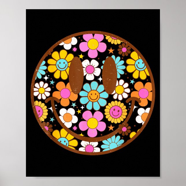 Happy Retro Daisy Smile Face Preppy Aesthetic Men  Poster (Framsidan)
