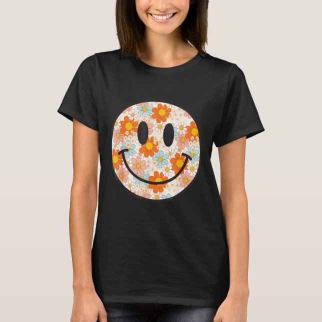 Happy Retro Daisy Smile Face Preppy Aesthetic Men  T Shirt (Framsida)
