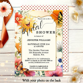Happy Retro Wildflower Watercolor Bridal Shower Inbjudningar