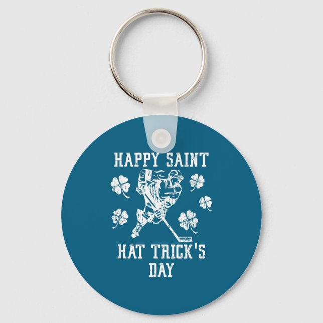 Happy Saint Hat Trick's Day St Patricks Day Funny  Nyckelring (Framsida)