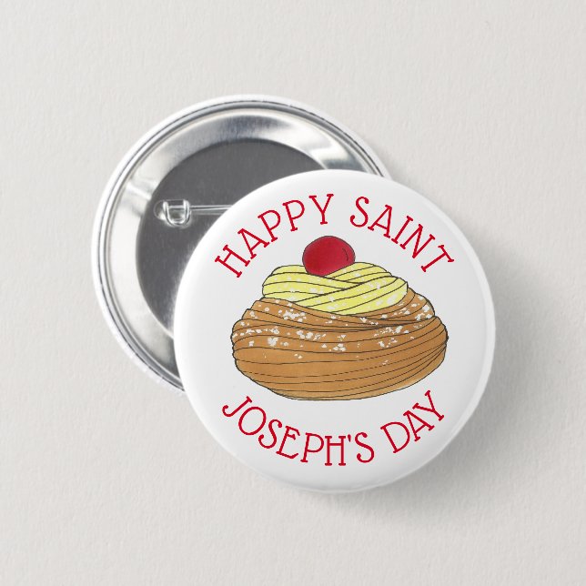 Happy Saint Joseph's Day Italian Pastry Zeppole Knapp (Framsida & baksida)