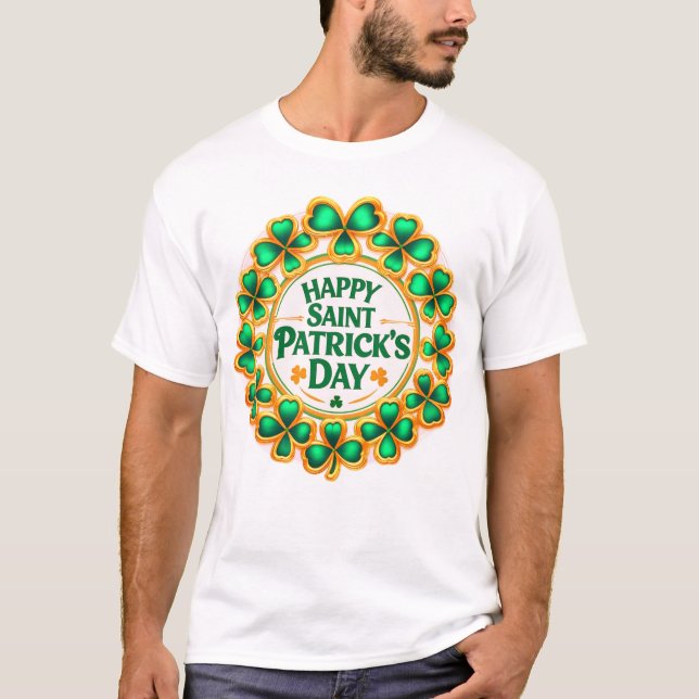 happy Saint Patrick's clovers T Shirt (Framsida)