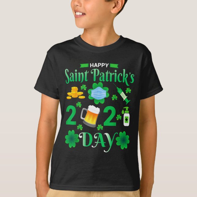 Happy Saint Patrick's Day 2024 Irish Shamrock Face T Shirt (Framsida)