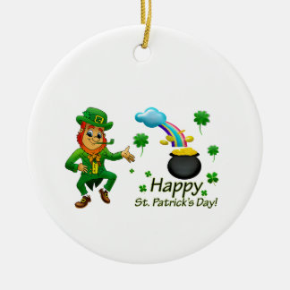 Happy Saint Patrick's Day Leprechaun Rainbow Julgransprydnad Keramik