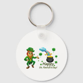 Happy Saint Patrick's Day Leprechaun Rainbow  Nyckelring