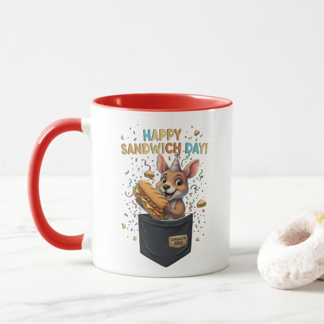 Happy Sandwich Day Boss- Kangaroo Foodie Animal Mugg (Med munk)