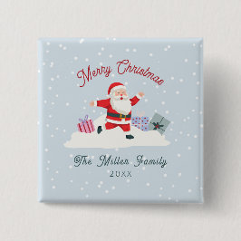 Happy Santa, light blue Christmas Knapp
