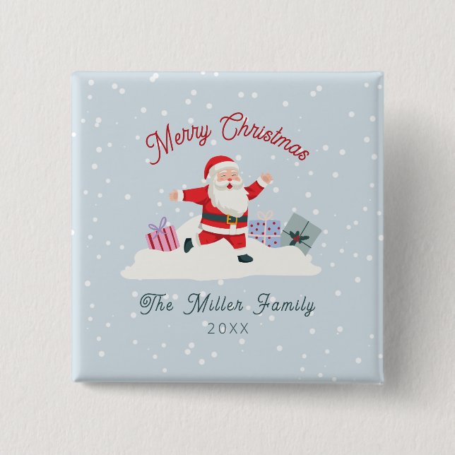Happy Santa, light blue Christmas Knapp (Framsida)