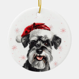 Happy Schnauzer Dog Christmas Personalized Julgransprydnad Keramik