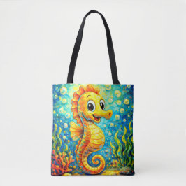 Happy Seahorse Underwater Art - Kids Ocean Tygkasse