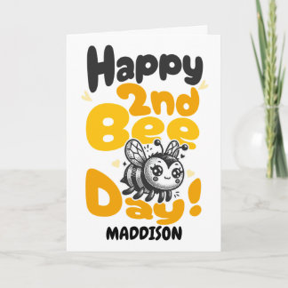 Happy Second Bee Day Birthday Honey Bee Kort