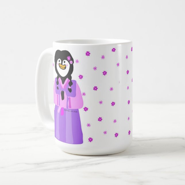 Happy Seollal Penguin Kaffemugg (Framsida vänster)