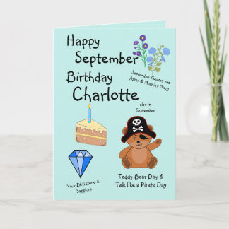 Happy September Birthday Folded Greeting Card Kort