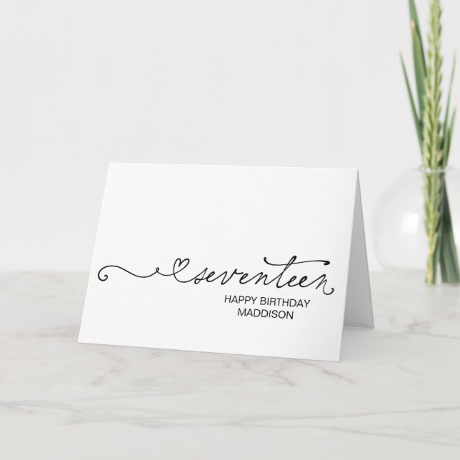 Happy Seventeenth Birthday Turning Seventeen 17th Kort (Framsida)