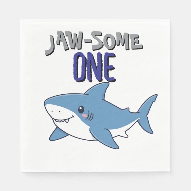 Happy Shark Jaw-some One 1st birthday Pappersservett (Framsidan)