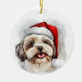 Happy Shih Tzu Dog Christmas Personalized Julgransprydnad Keramik